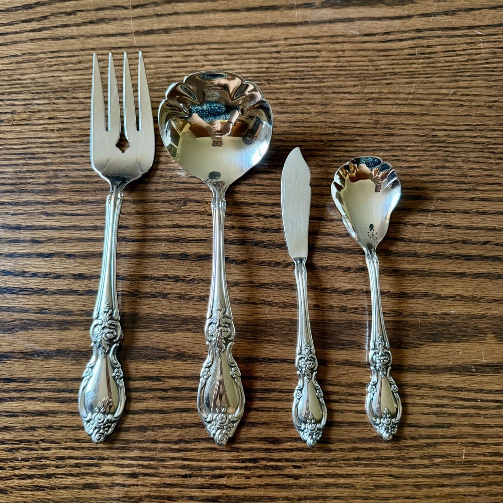 Vtg Oneida Louisiana Serving Set - Meat Fork, Ladle, Butter Knife, Sugar Spoon